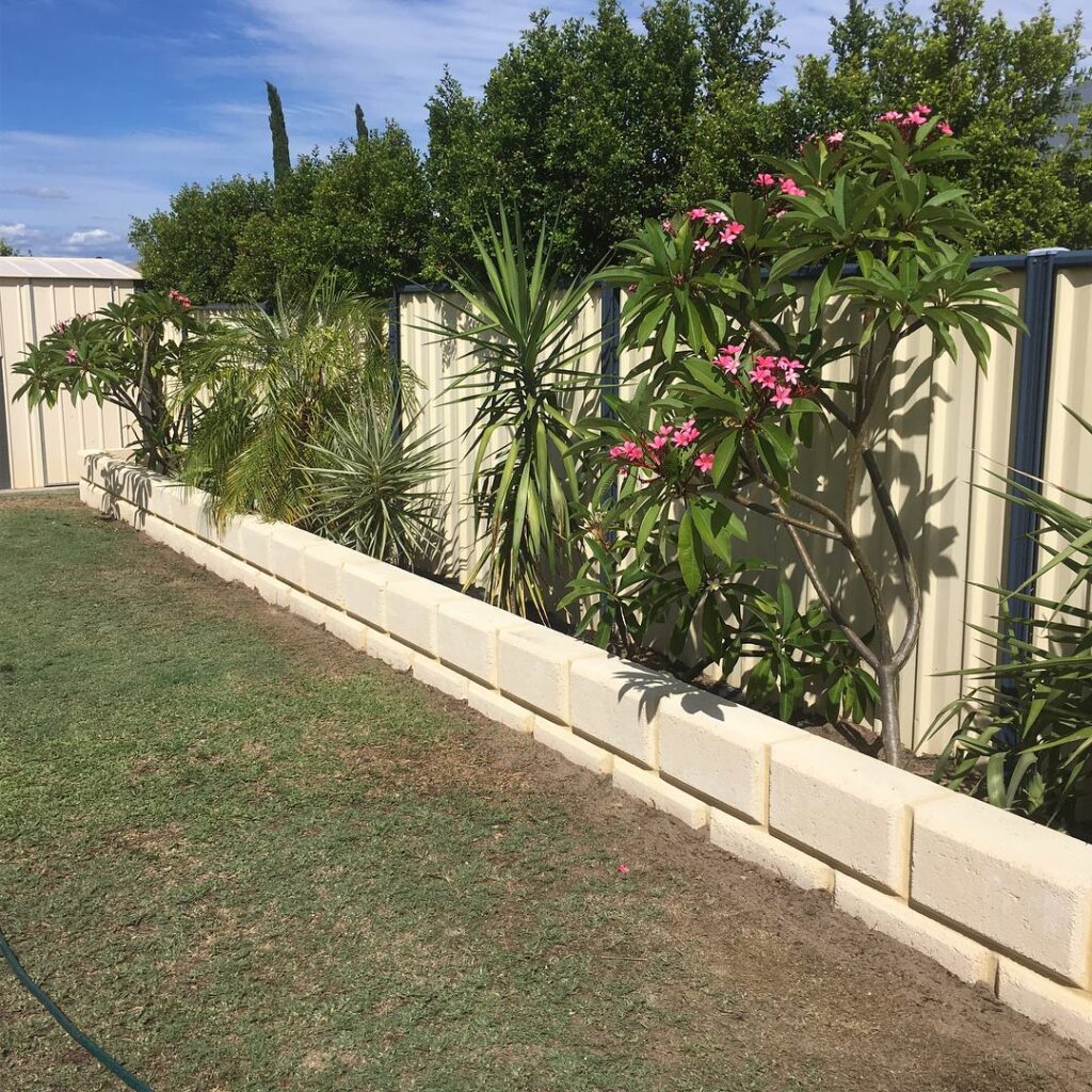 Natural stone edging closeup