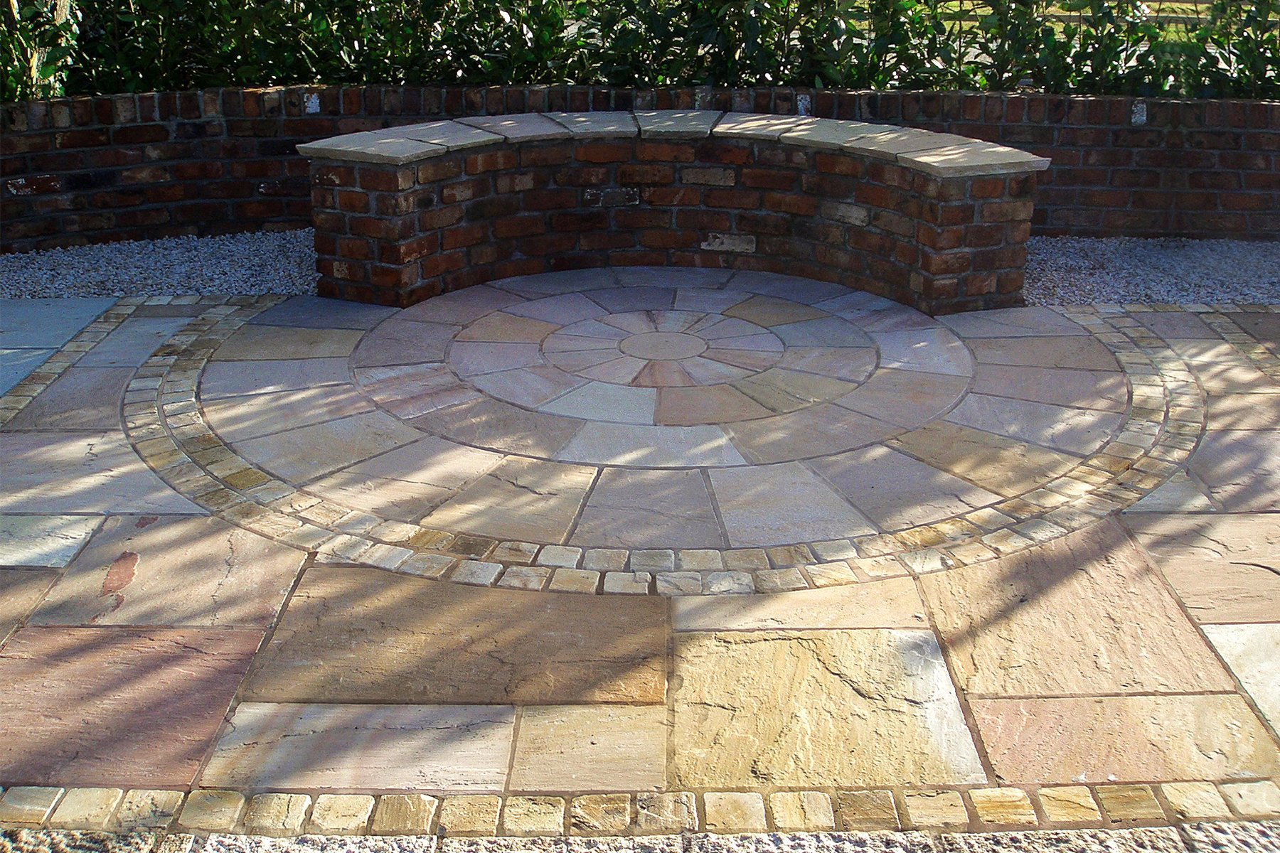 Traditional circular patio installation