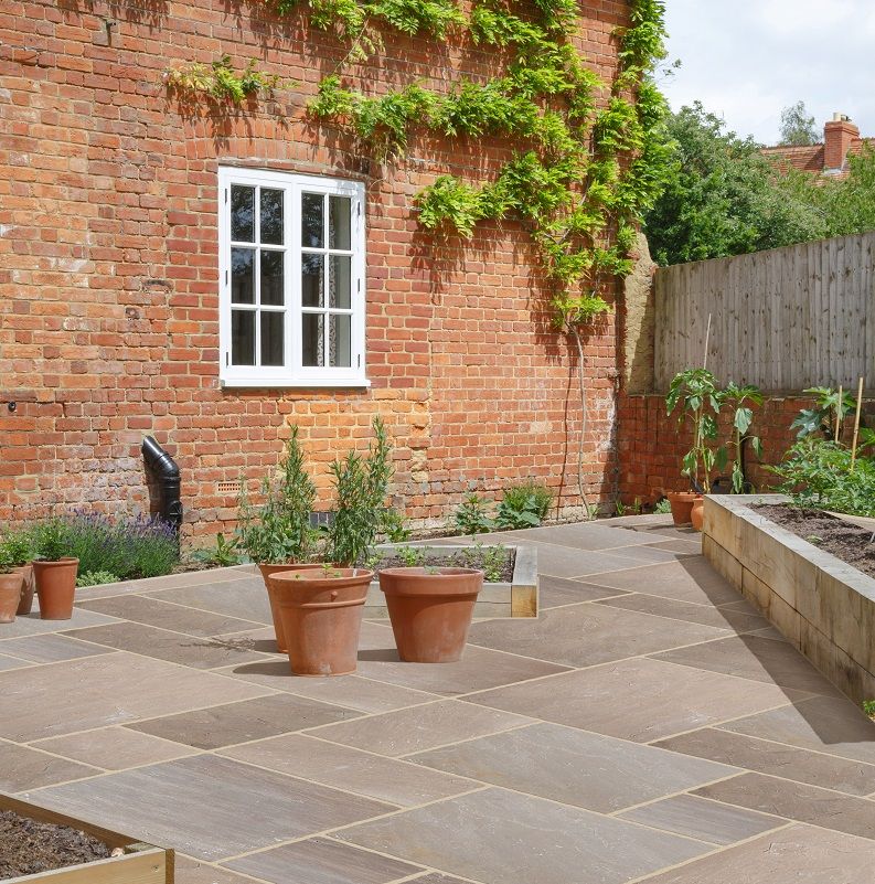 Autumn Brown paved seating area
