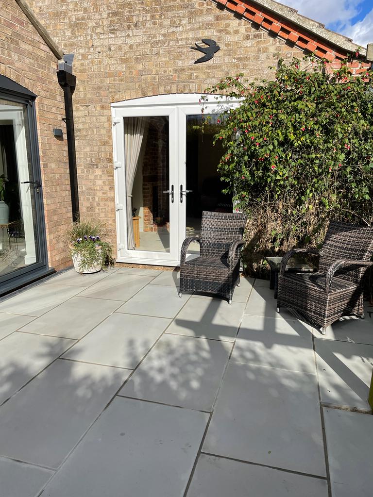 Kandla Grey sandstone in landscaped pathway